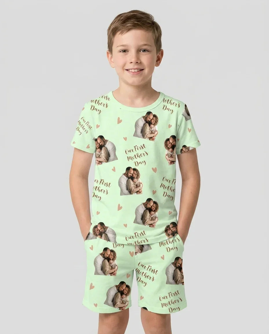 Zweiteiliges Pyjama-Set mit kurzen Ärmeln und Shorts im Sommer-Design