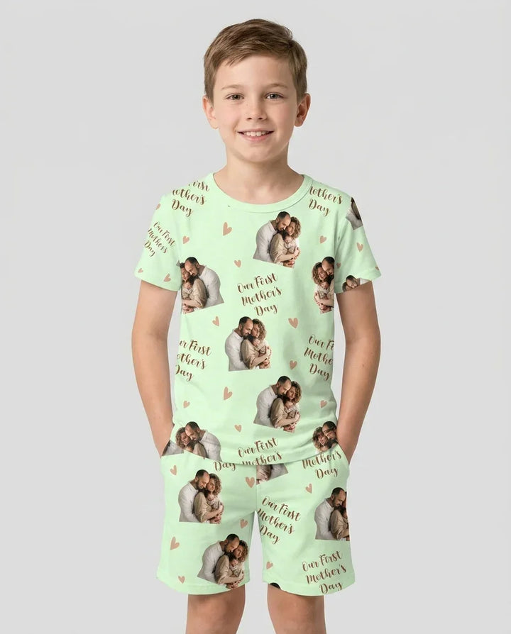 Zweiteiliges Pyjama-Set mit kurzen Ärmeln und Shorts im Sommer-Design