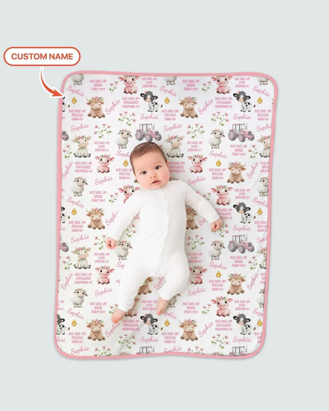 Custom Name God Says I Am Farm Animals Bamboo Blanket