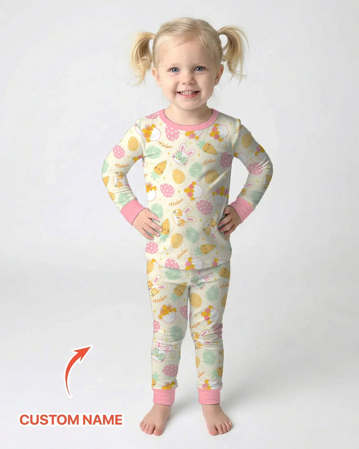 Zweiteiliges Langarm-Pyjama-Set mit Sommerfrüchten