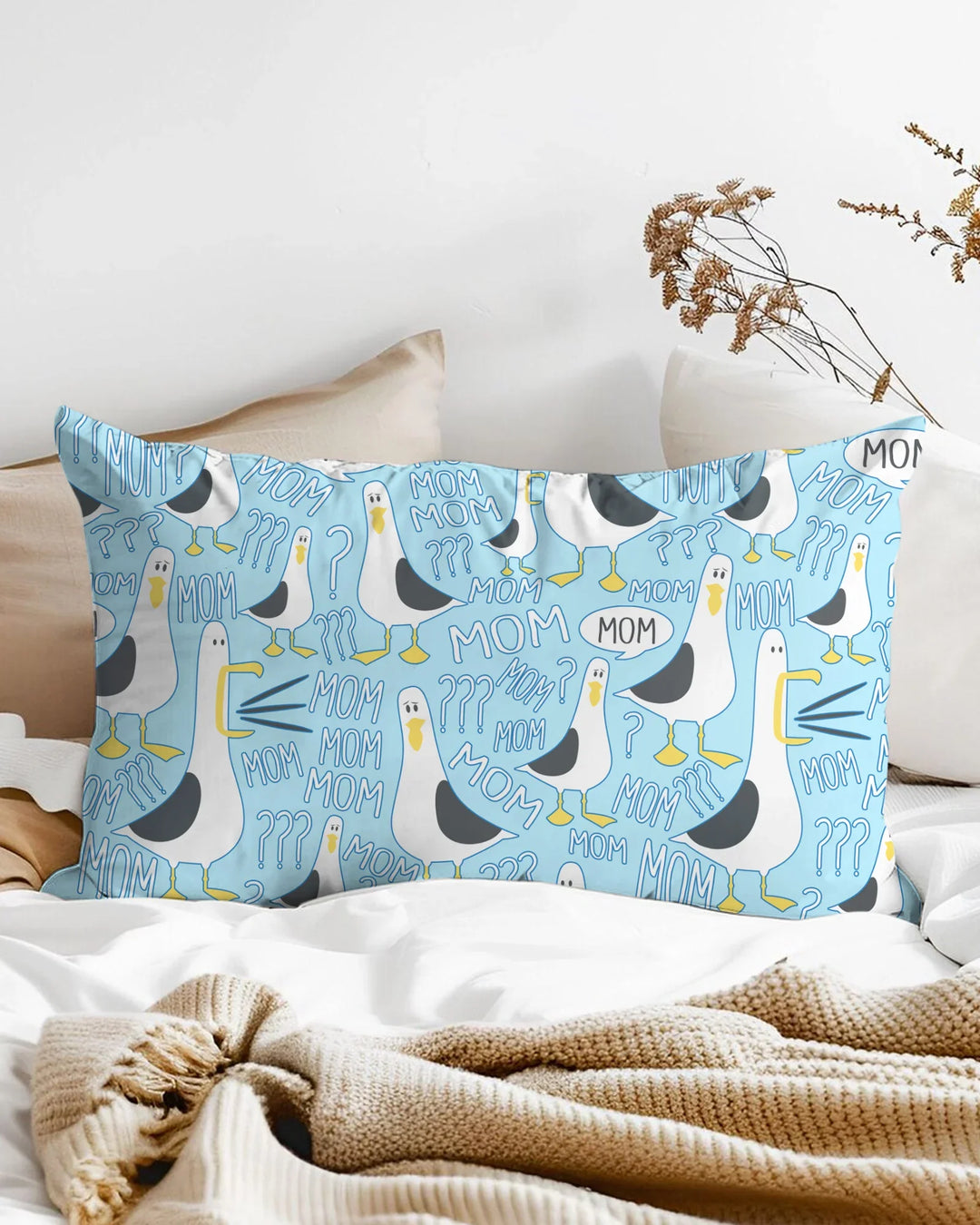 Funny Seagull MOM Bamboo Pillow Case