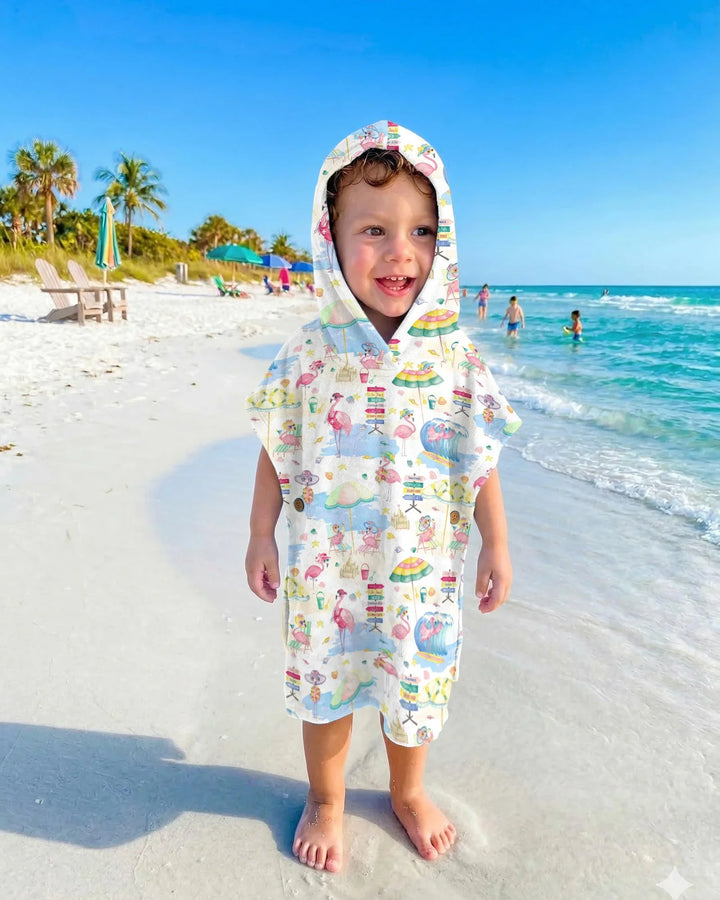Flamingo Beach Family Matching Bamboo Swim Poncho