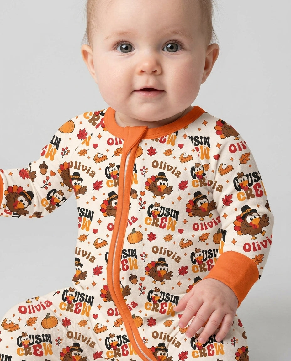 Personalized Cousin Crew Thanksgiving Bamboo Convertible Zippy