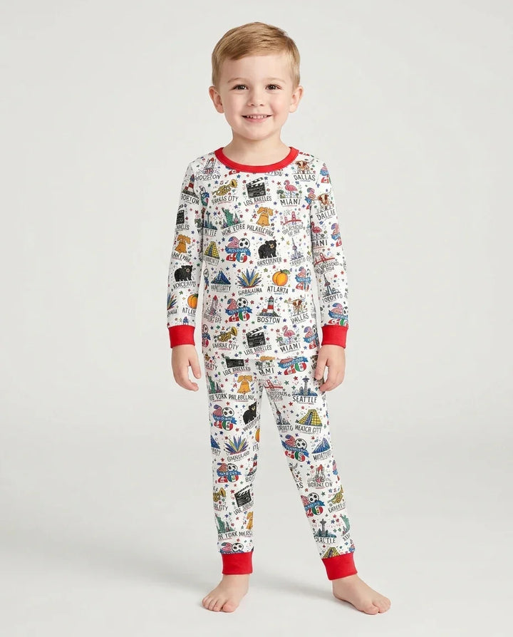 Zweiteiliges Langarm-Pyjama-Set mit Sommerfrüchten