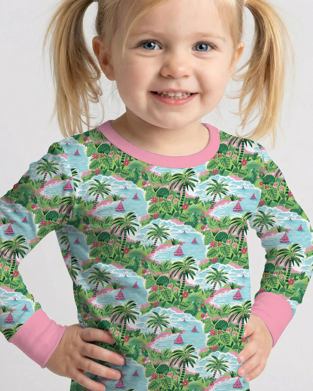 Zweiteiliges Langarm-Pyjama-Set mit Sommerfrüchten