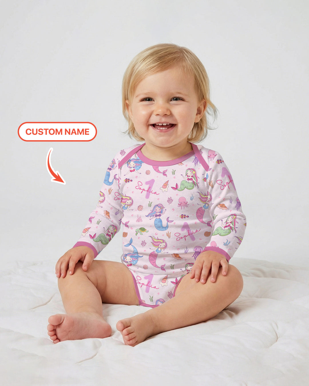 Custom Name Birthday Mermaid Wild One Bamboo Bodysuit