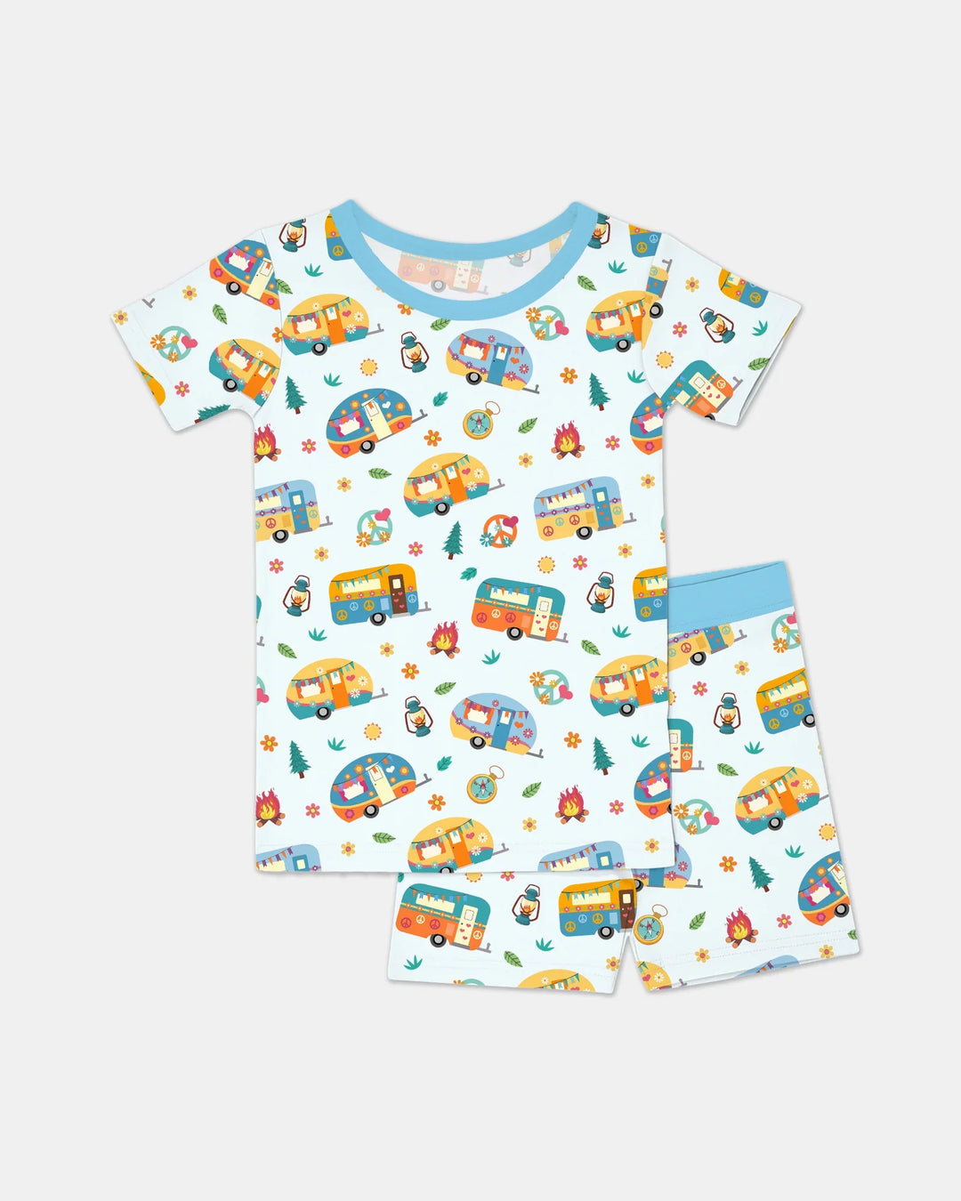 Zweiteiliges Pyjama-Set mit kurzen Ärmeln und Shorts im Sommer-Design