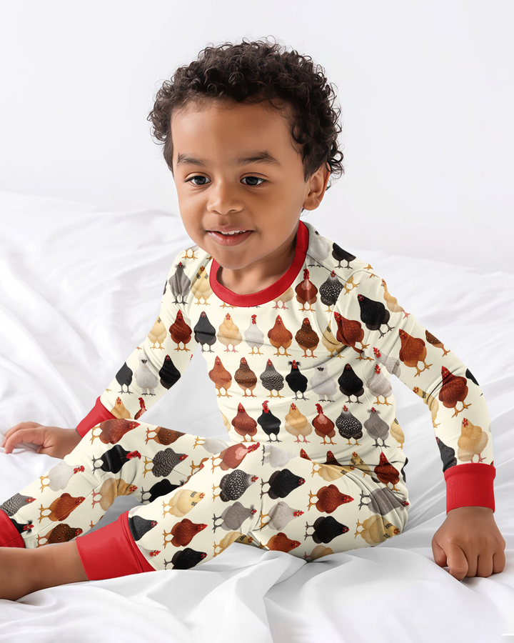Cluckin' Cute Bamboo Two Piece Long Sleeve Pajama Set