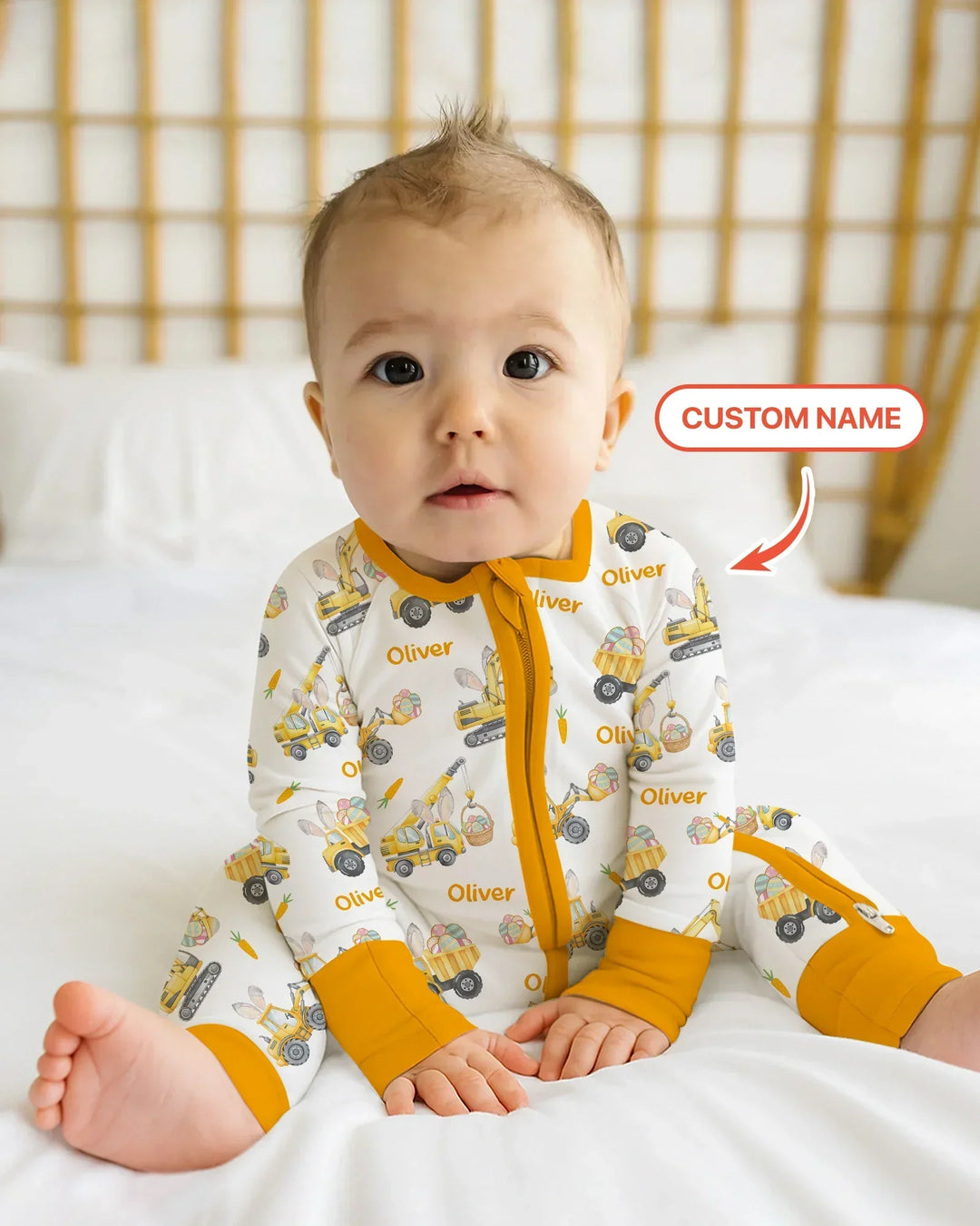 Custom name Eggs-cavator Construction Bamboo Convertible Zippy