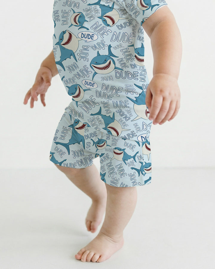 Dude Shark Bamboo Two Piece Short Sleeve Shorts Pajama Set