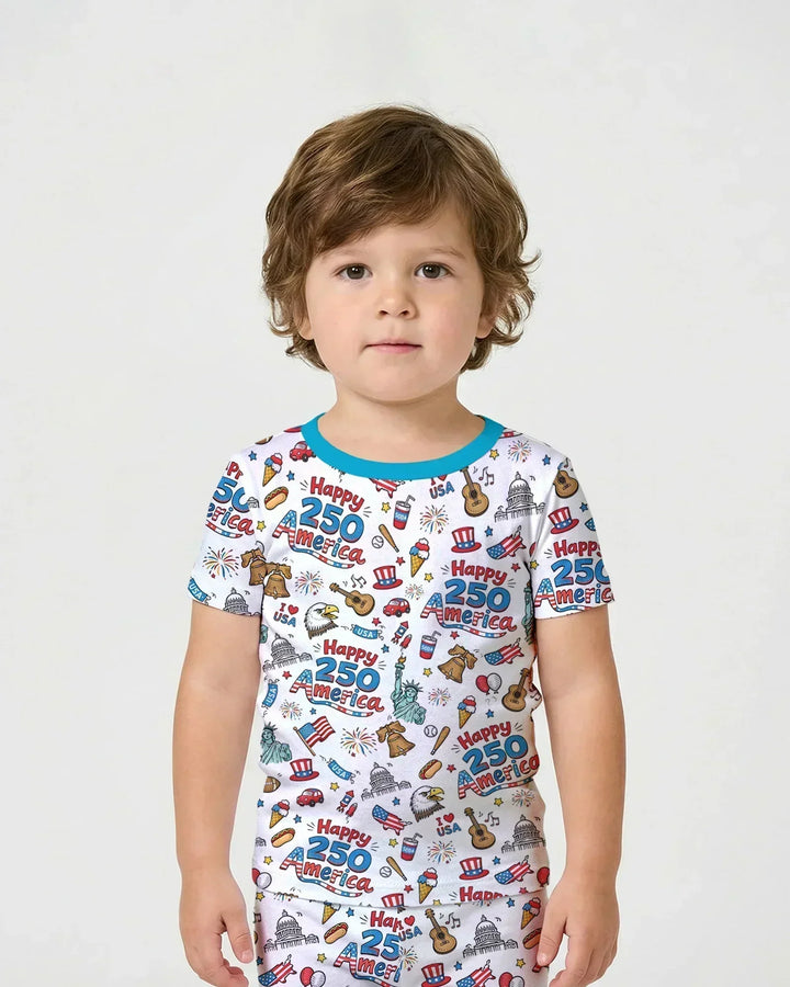 Template Zweiteiliges Pyjama-Set mit kurzen Ärmeln und Shorts
