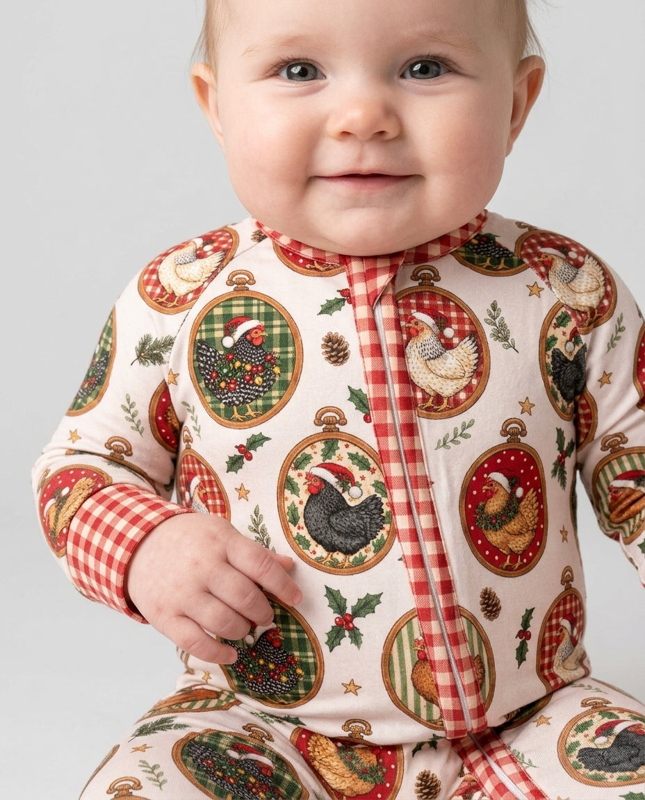 Chicken Merry Clucking Christmas Bamboo Convertible Zippy