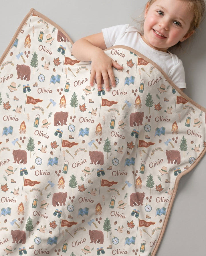 Custom Name Adventure Outdoors Bamboo Blanket