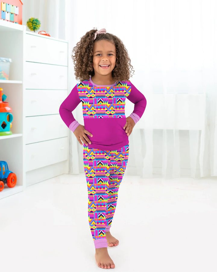 Zweiteiliges Langarm-Pyjama-Set mit Sommerfrüchten