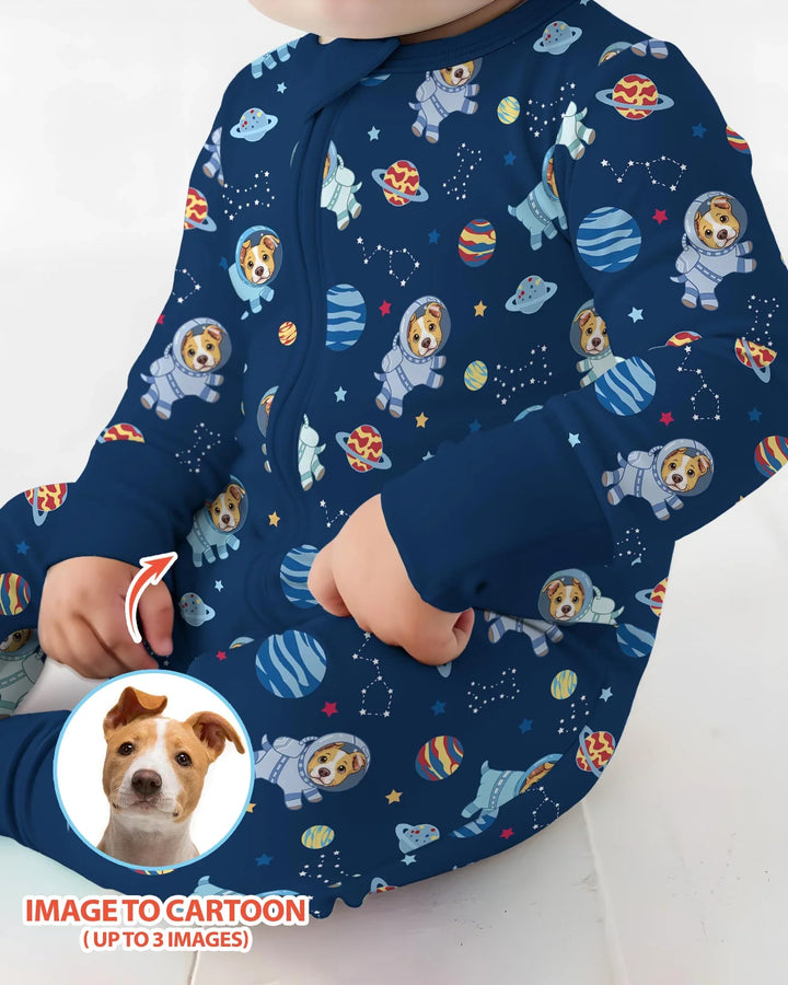 Astronaut Custom Pet Image Family Matching Bamboo Convertible Zippy