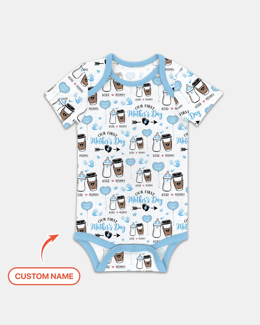 Custom Name First Mother's Day Drink Bamboo Bodysuit