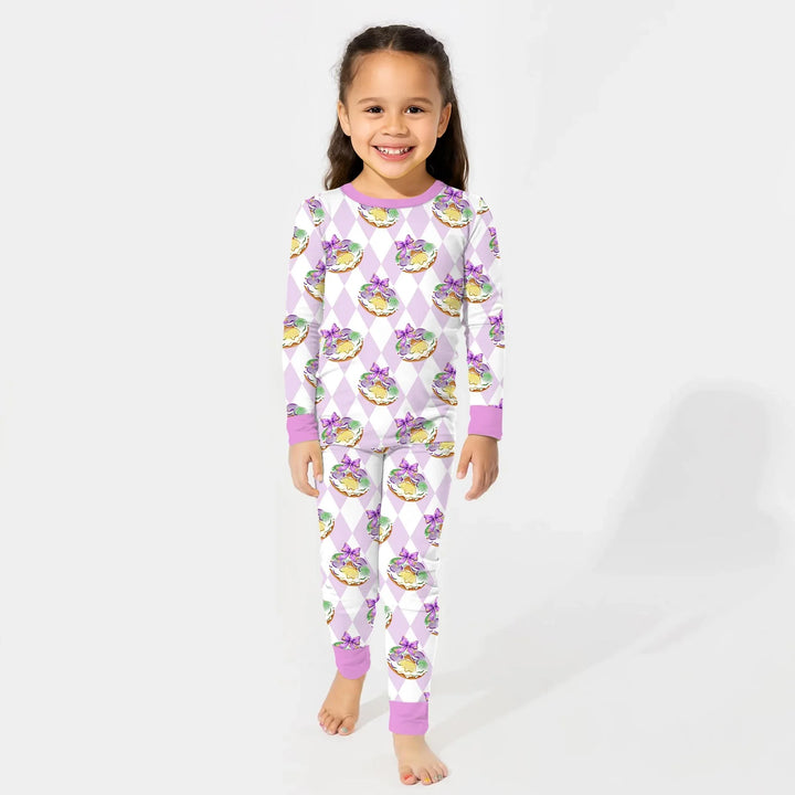 Zweiteiliges Langarm-Pyjama-Set mit Sommerfrüchten