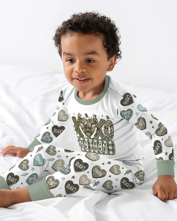 Zweiteiliges Langarm-Pyjama-Set mit Sommerfrüchten