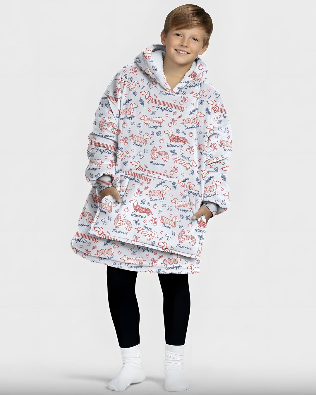 Funny Dachshund Pasta Pups Bamboo Blanket Hoodie