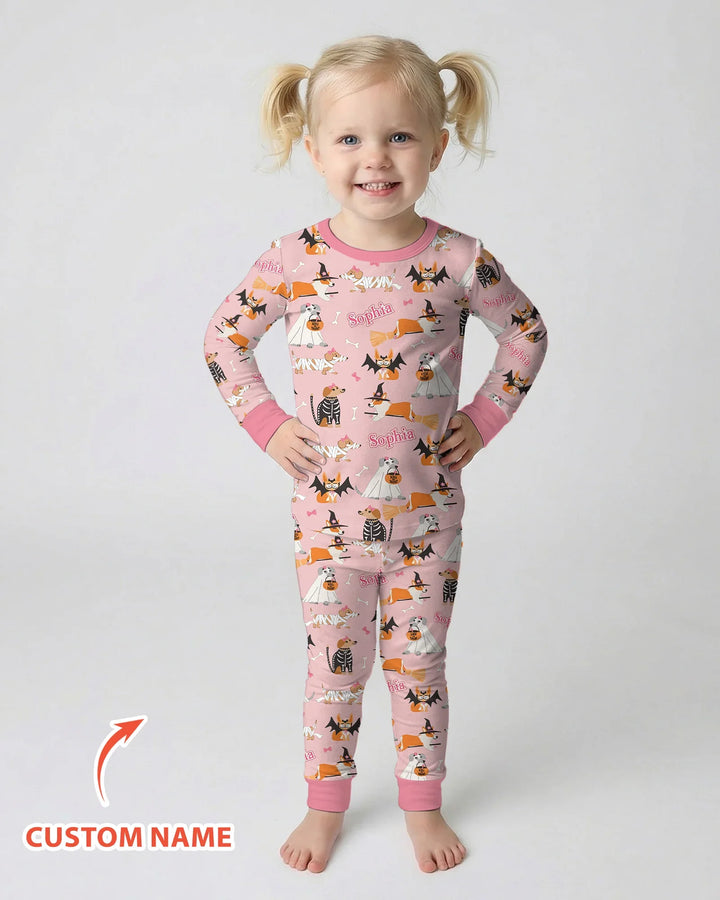 Halloween Dog Bamboo Two Piece Long Sleeve Pajama Set