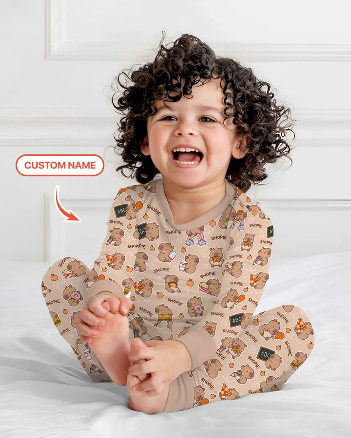 Zweiteiliges Langarm-Pyjama-Set mit Sommerfrüchten