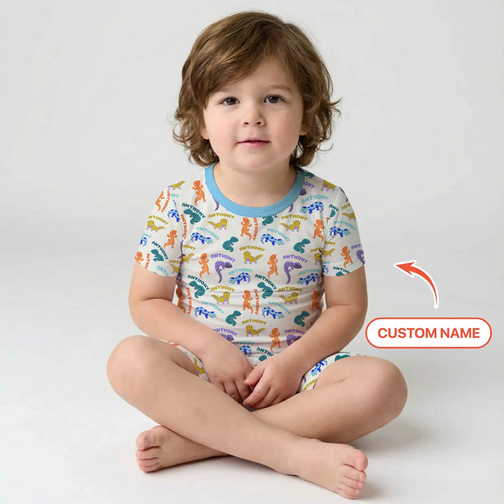Zweiteiliges Pyjama-Set mit kurzen Ärmeln und Shorts im Sommer-Design