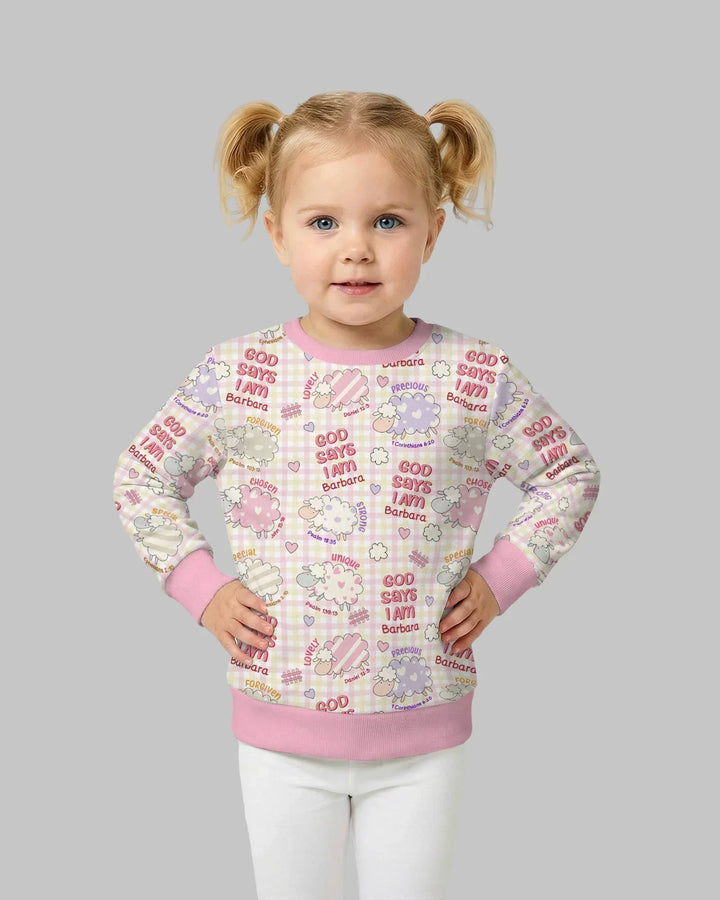 Kleines Lamm Gott Sagt Ich Bin Individueller Name Bambus Rundhals-Sweatshirt