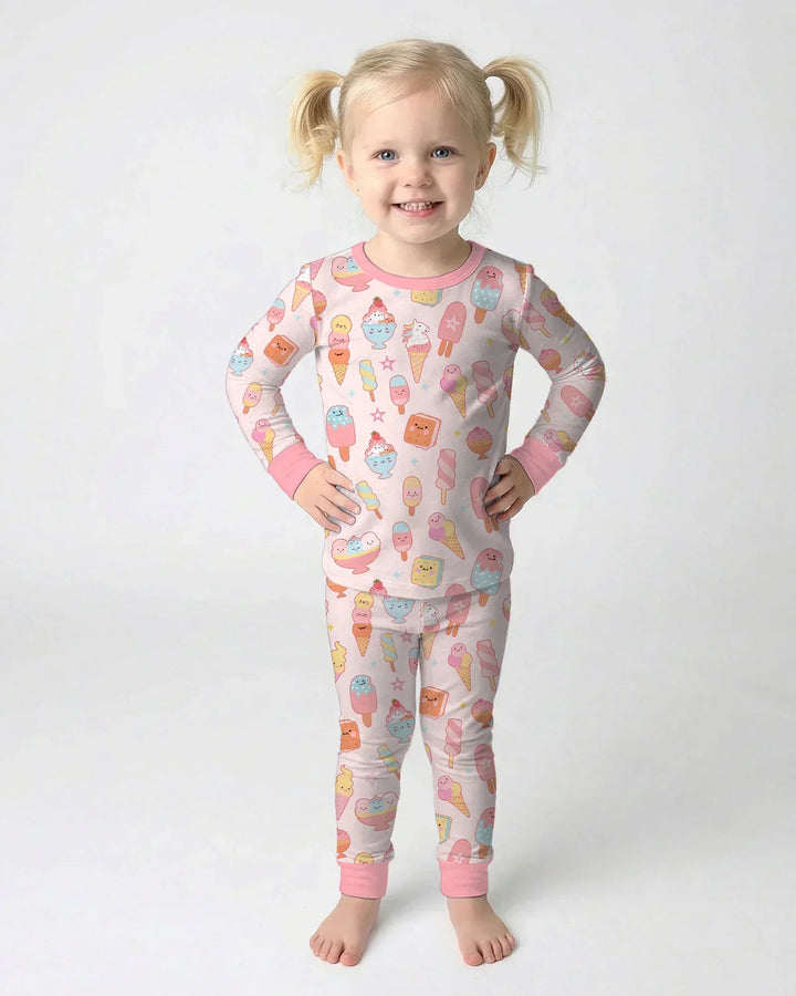 Zweiteiliges Langarm-Pyjama-Set mit Sommerfrüchten