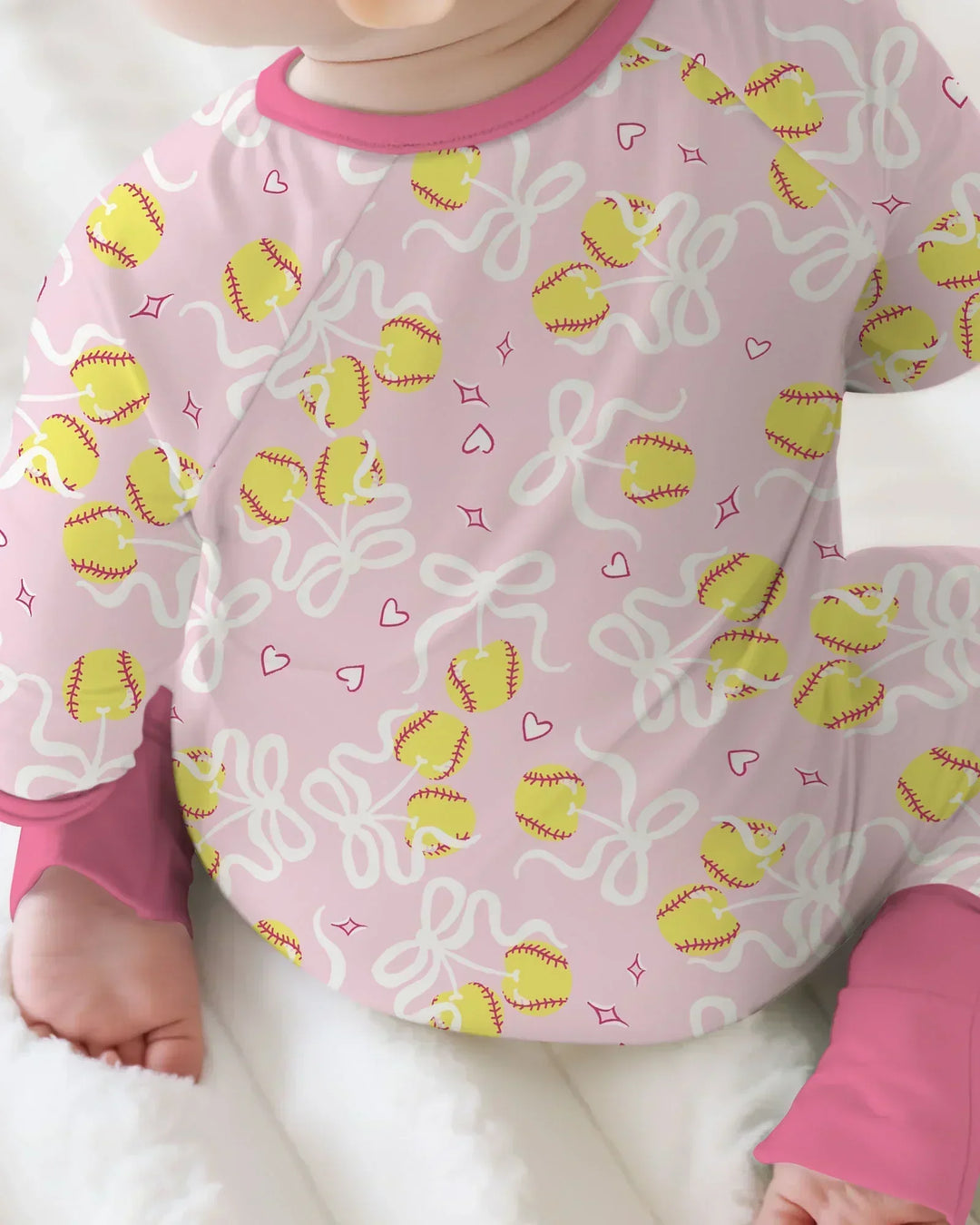 Softball Cherry Mom And Girl Matching Bamboo Convertible Zippy