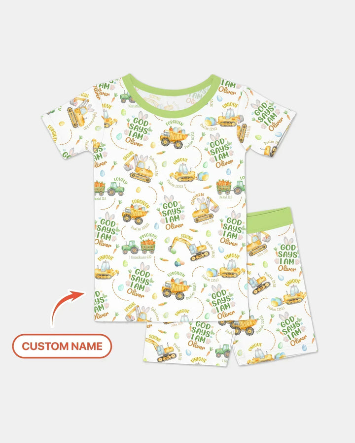 Zweiteiliges Pyjama-Set mit kurzen Ärmeln und Shorts im Sommer-Design