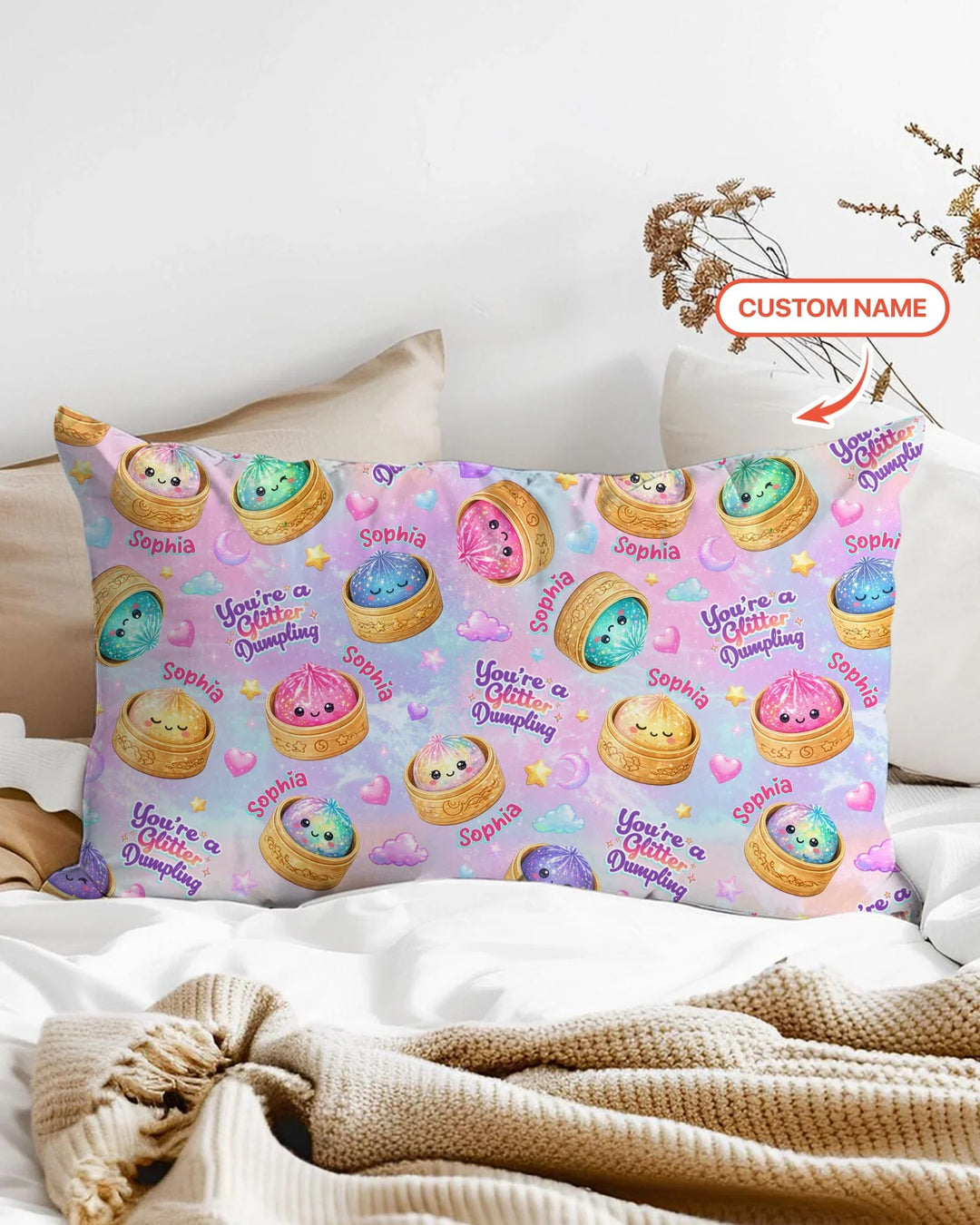 Custom Name You're A Glitter Dumpling Bamboo Pillow Case