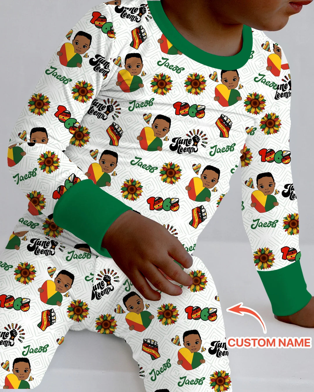 Custom Name Bloom in Freedom Bamboo Two Piece Long Sleeve Pajama Set