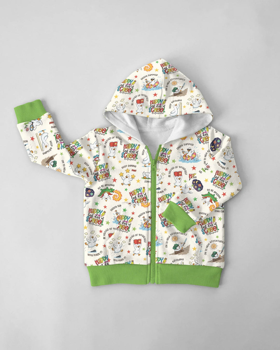 Silly Goose Happy Last Day of School Bambus-Kapuzenjacke mit Reißverschluss