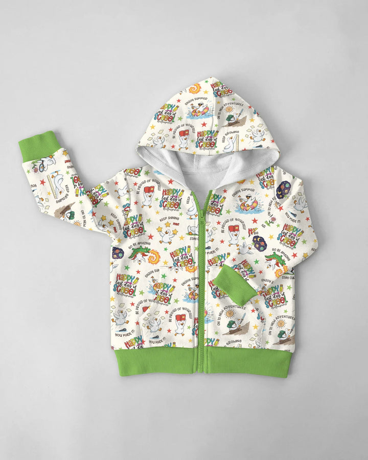 Silly Goose Happy Last Day of School Bambus-Kapuzenjacke mit Reißverschluss