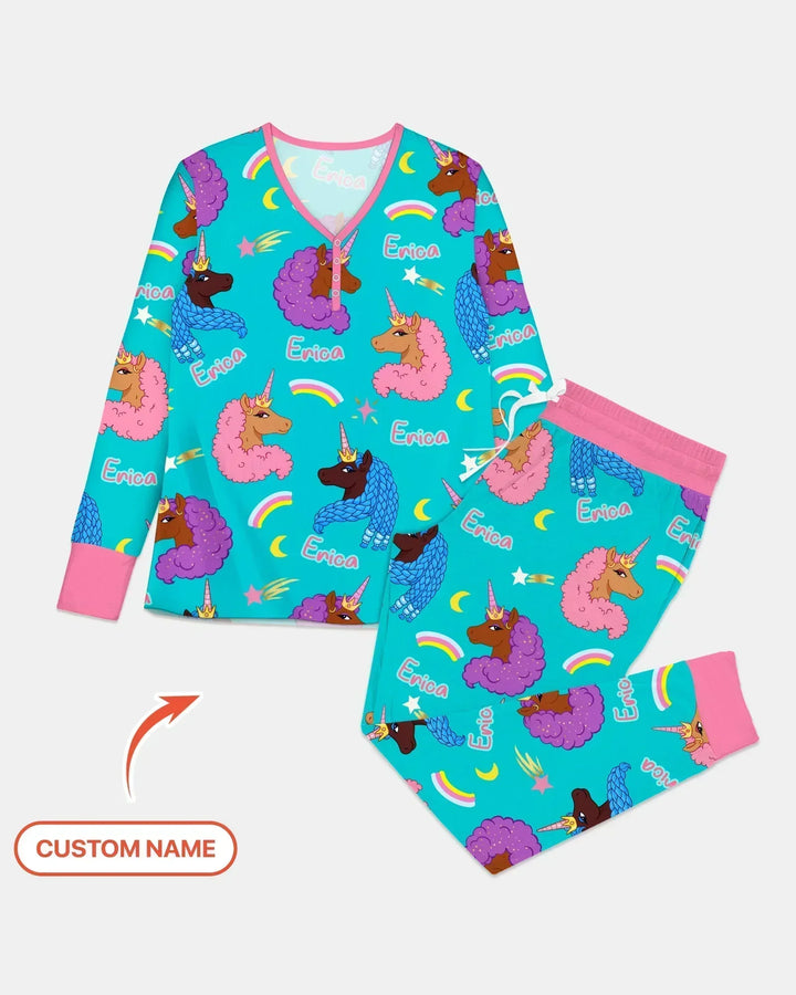 Afrikanisches Astro-Einhorn-Bambus-Damen-Pyjama-Set