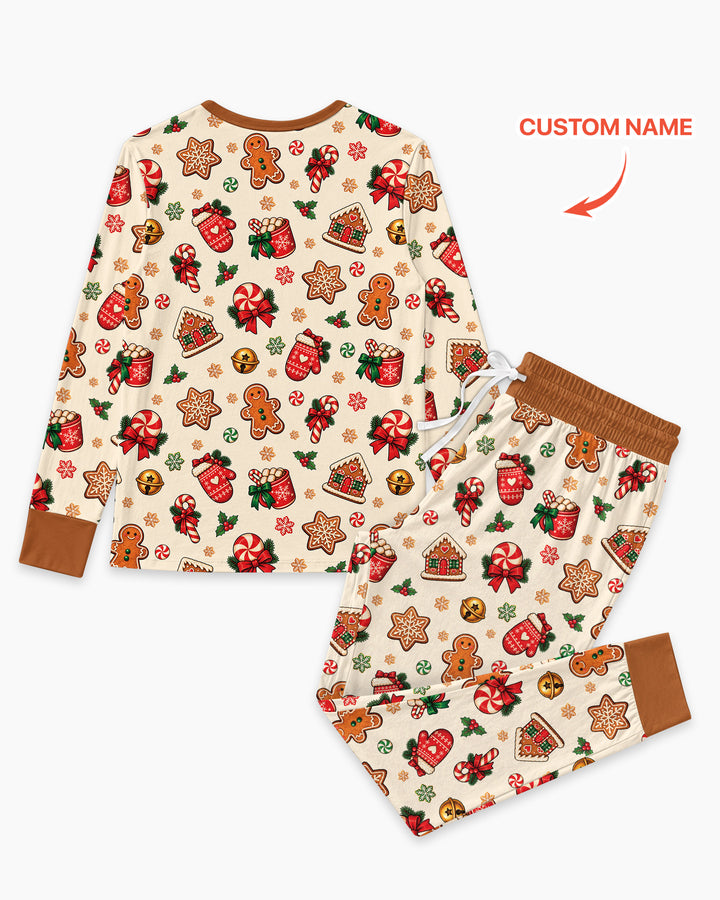 Custom Name Gingerbread The Bow Bamboo Women Pajama Set