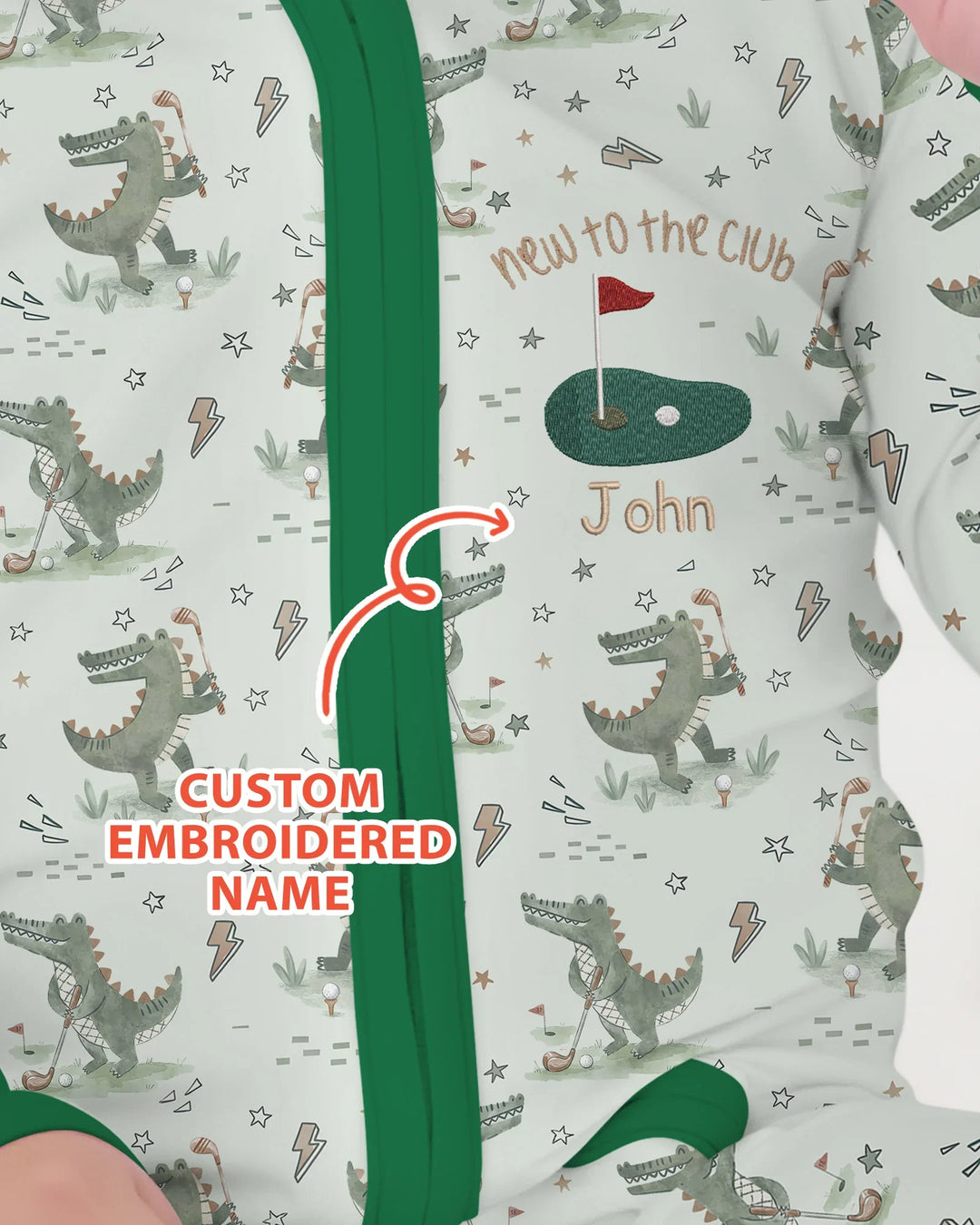 Personalized Embroidered Name Crocodile Golf Bamboo Convertible Zippy