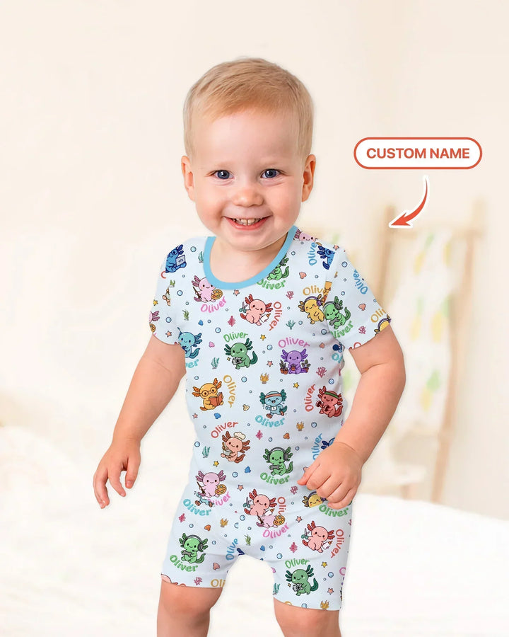 Zweiteiliges Pyjama-Set mit kurzen Ärmeln und Shorts im Sommer-Design
