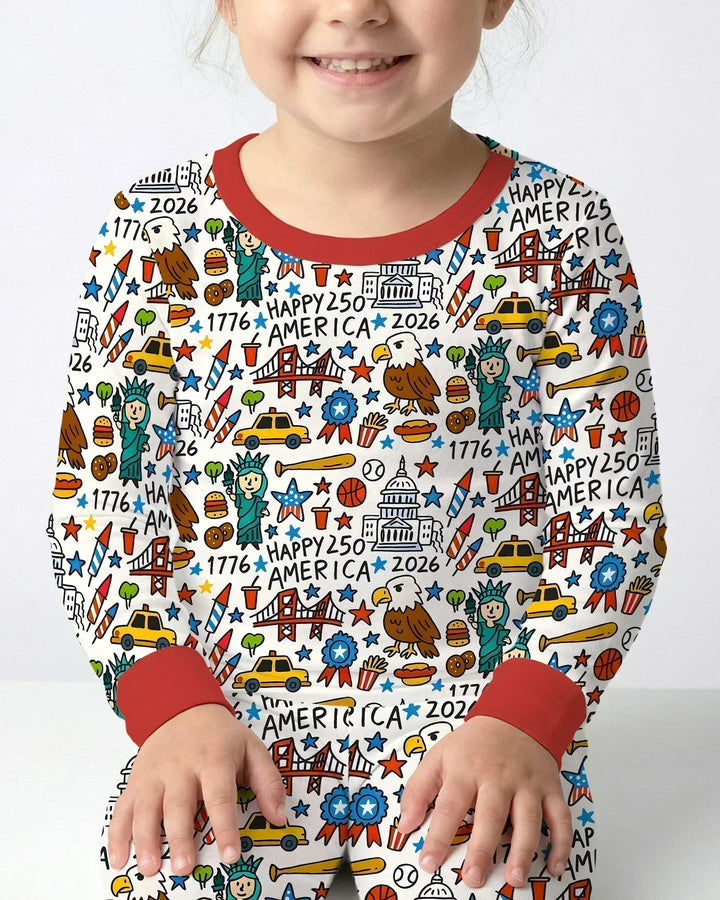 Zweiteiliges Langarm-Pyjama-Set mit Sommerfrüchten