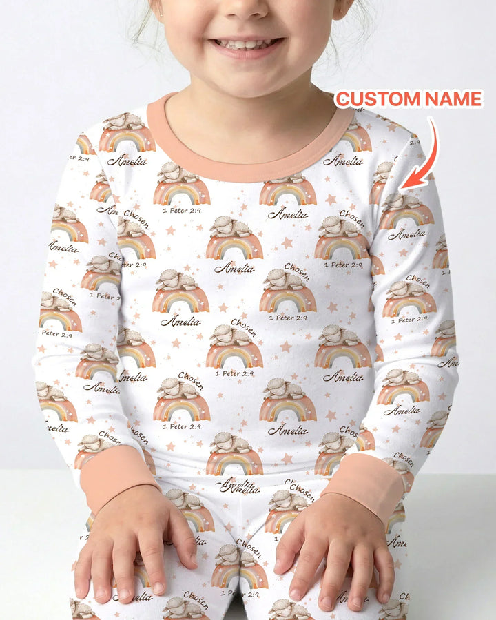 Zweiteiliges Langarm-Pyjama-Set mit Sommerfrüchten