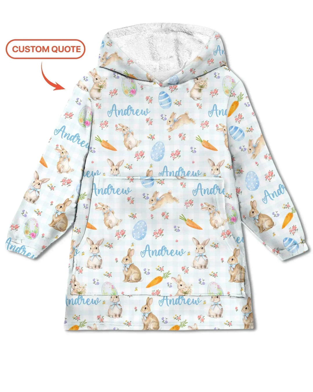 Personalisierte Bunny Garden Bambus Decken-Hoodie