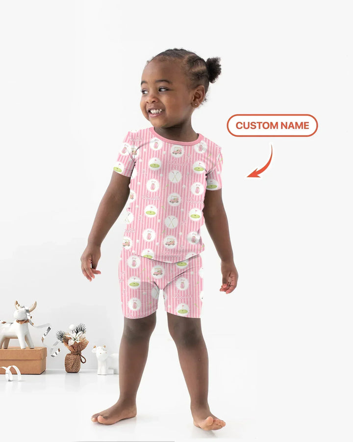 Zweiteiliges Pyjama-Set mit kurzen Ärmeln und Shorts im Sommer-Design