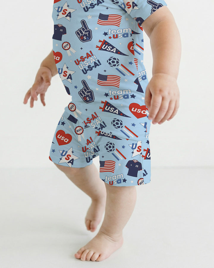 Schlafanzug-Set zweiteilig, kurze Ärmel, kurze Hose, Bambus