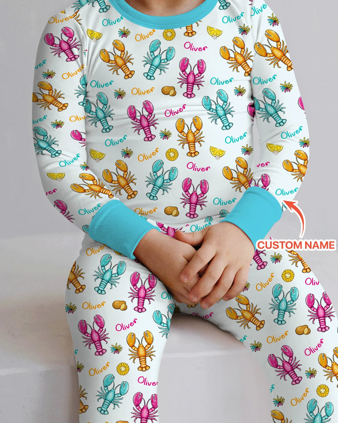 Zweiteiliges Langarm-Pyjama-Set mit Sommerfrüchten