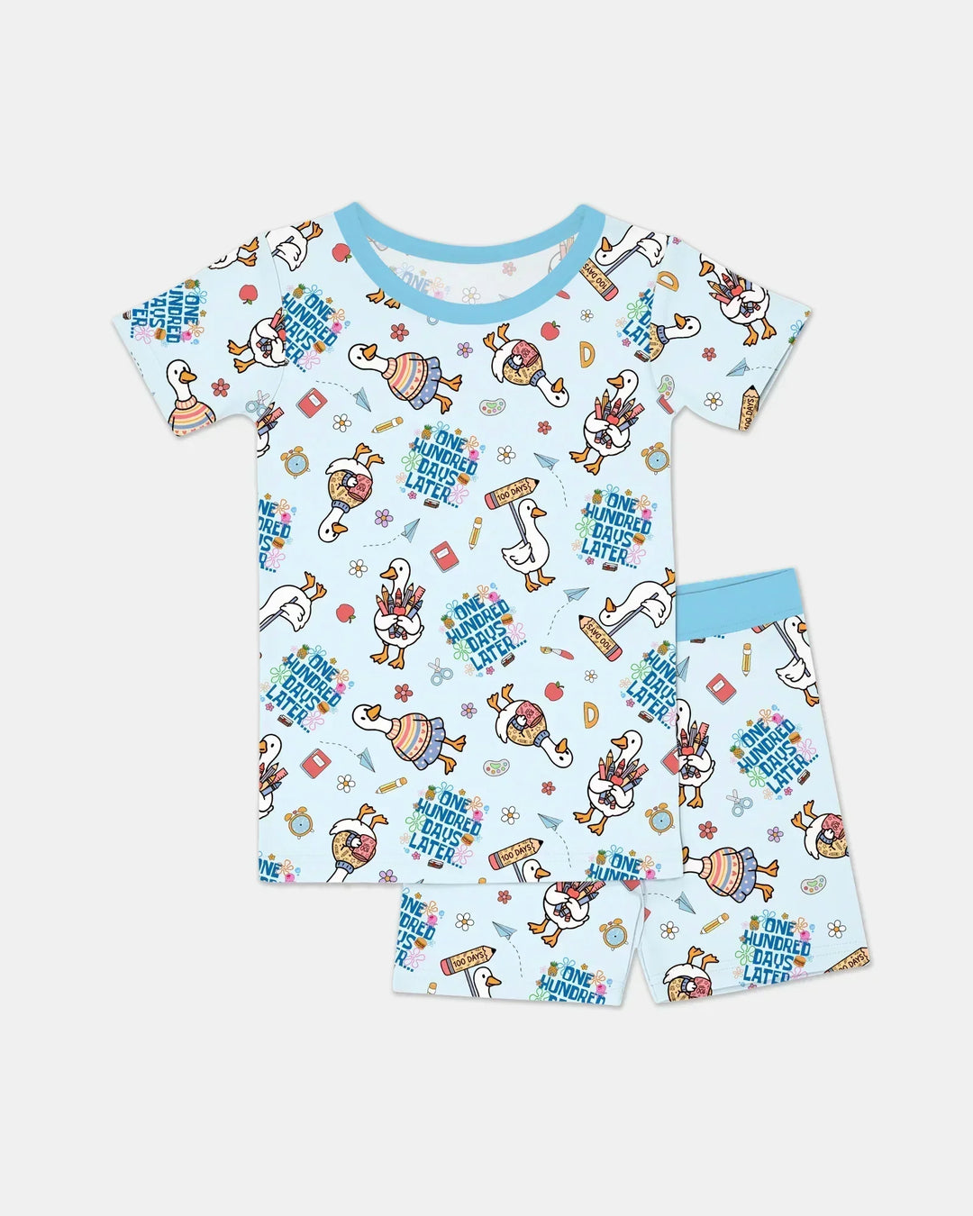 One Hundred Days Later Silly Goose Bamboo Two Piece Short Sleeve Shorts Pajama Set