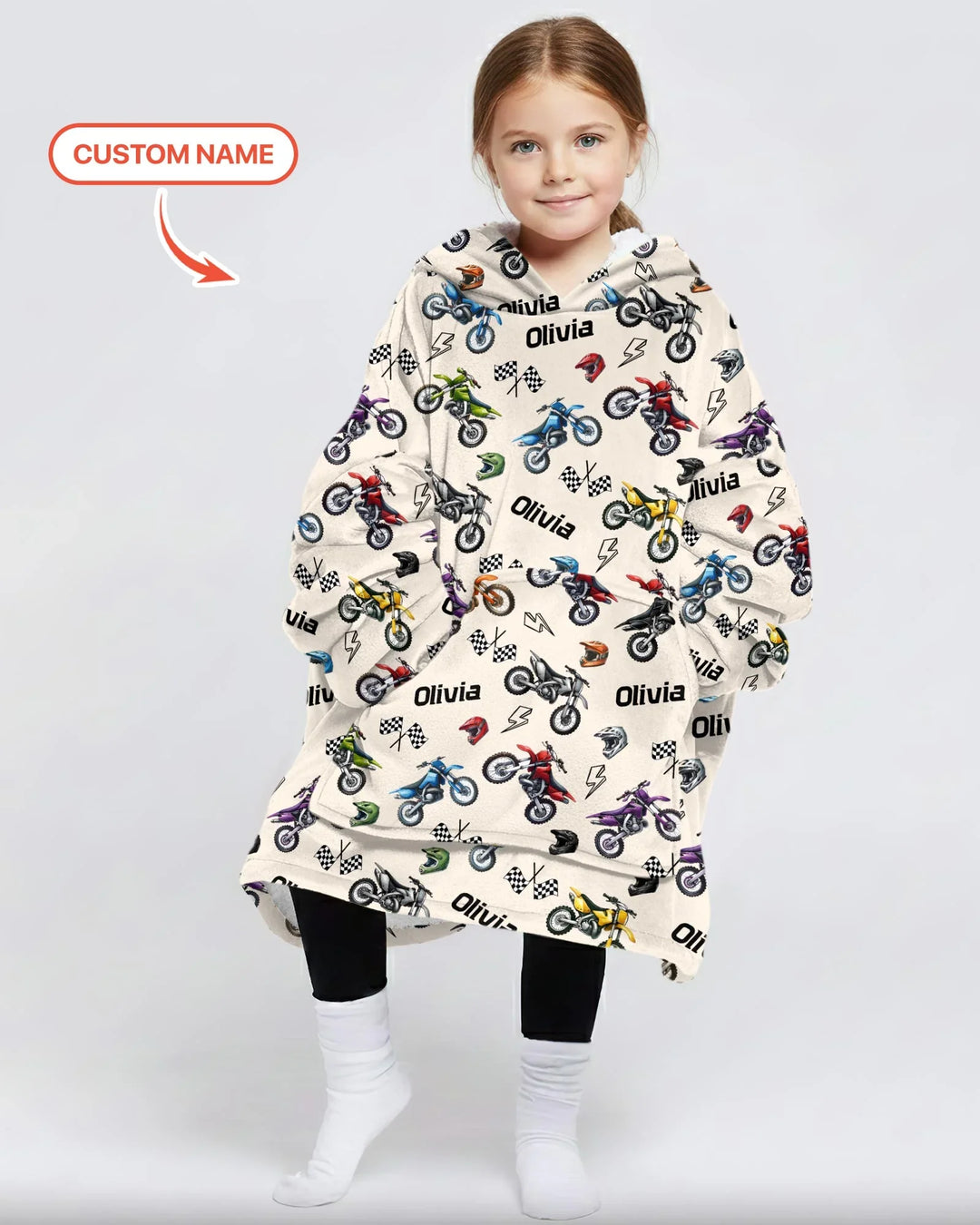 Personalisierbare Kleine Dirtbike-Fahrer Bambus-Deckenhoodie