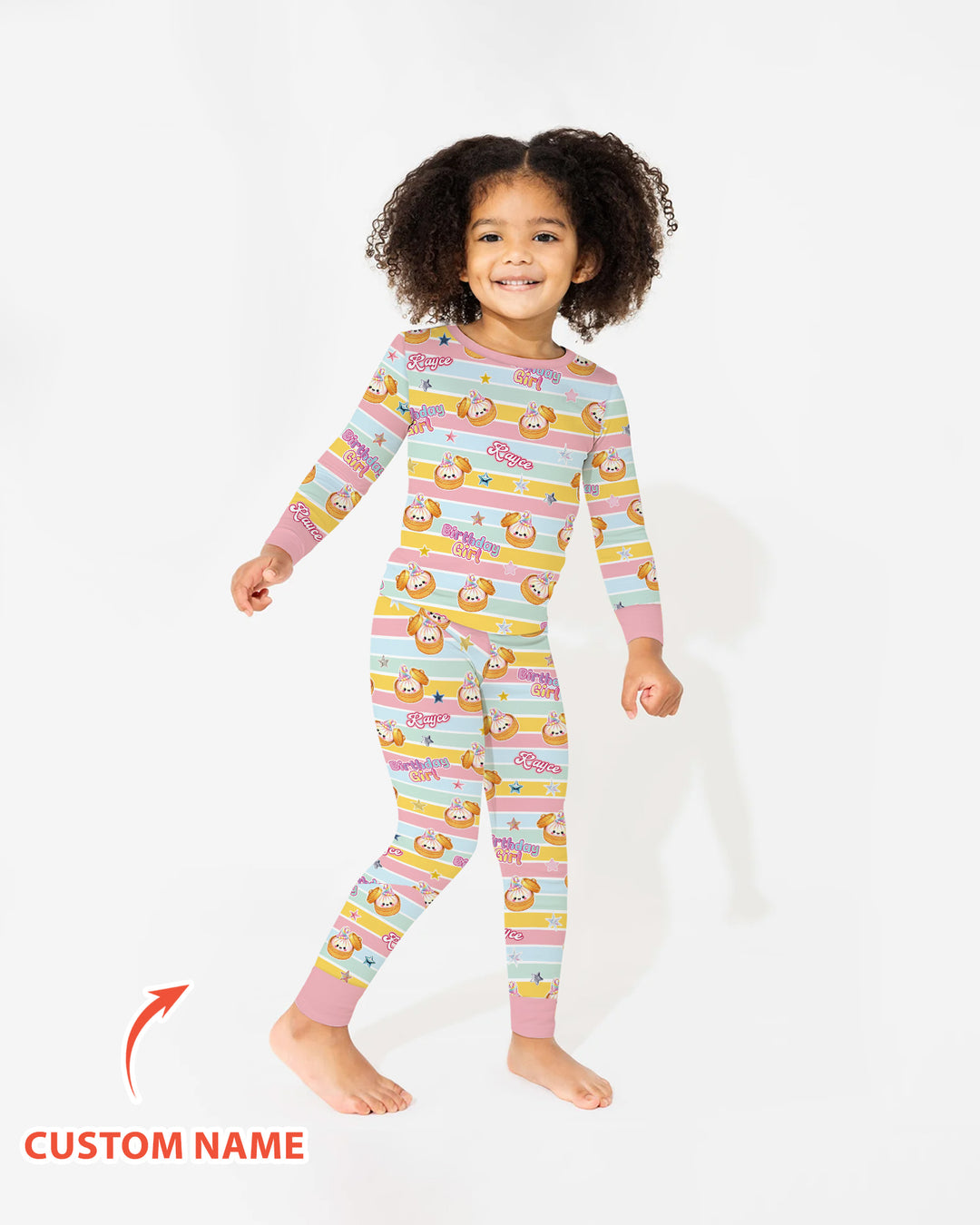 Custom Dumpling Birthday Girl  Bamboo Two Piece Long Sleeve Pajama Set