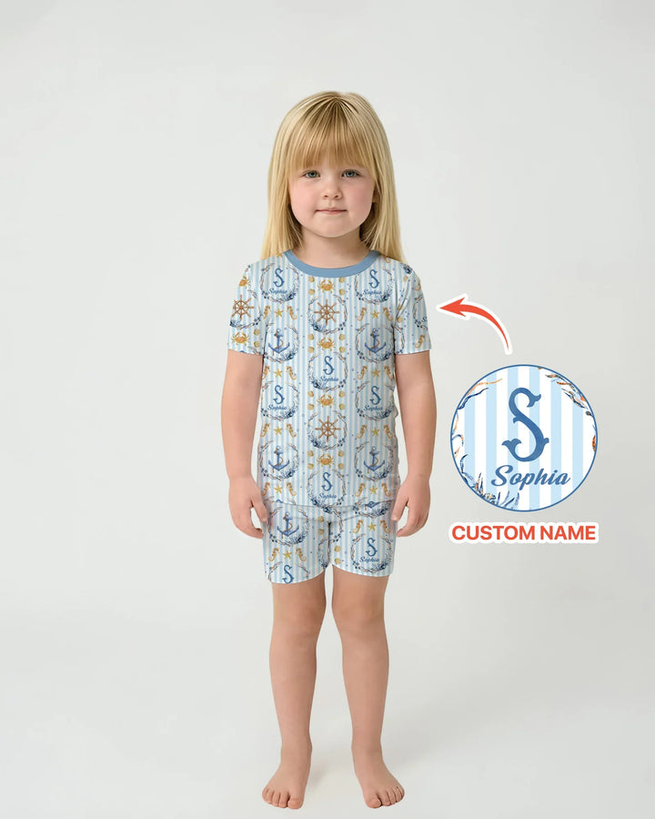 Zweiteiliges Pyjama-Set mit kurzen Ärmeln und Shorts im Sommer-Design