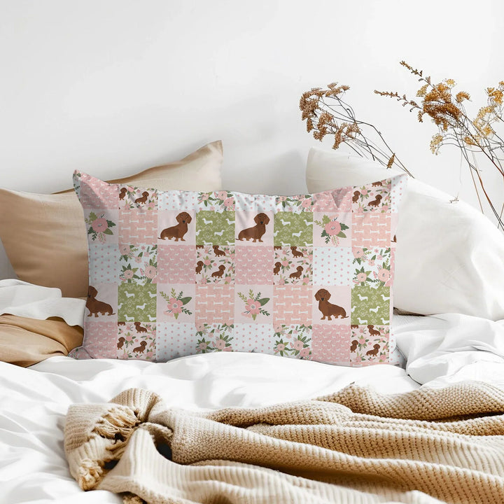 Floral Dachshund Grace Bamboo Pillow Case
