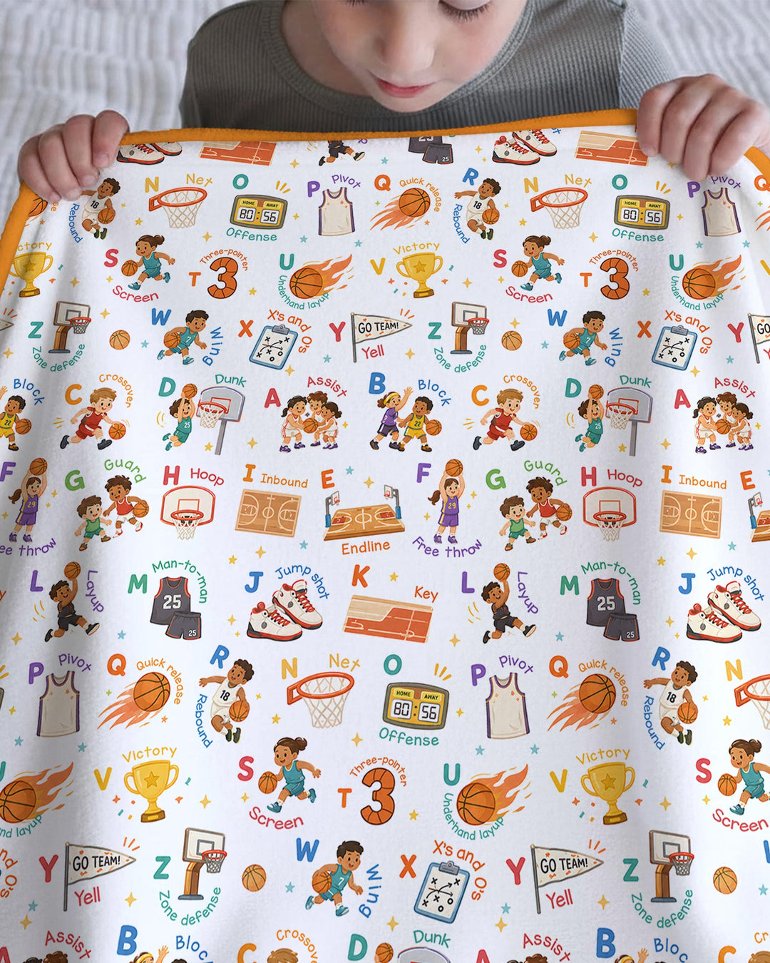 Basketball Alphabet Bamboo Blanket